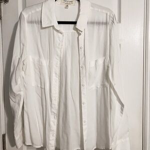 Anthropologie White Casual Button Down Shirt